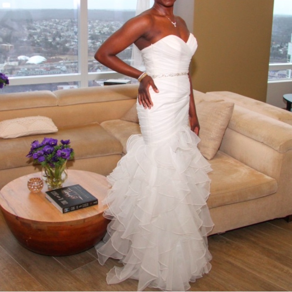 Elegant White Strapless Evening Gown